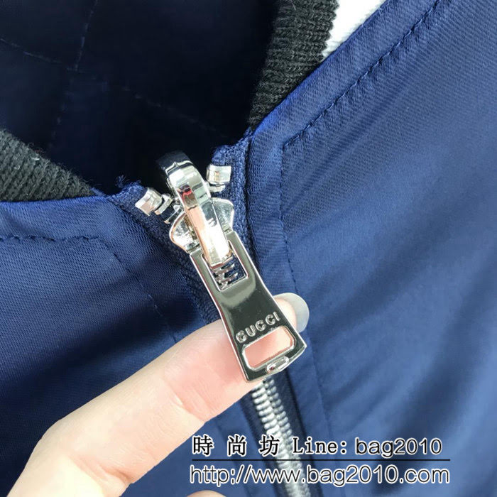 GUCCI古馳 紅藍撞色字母飾帶 絲綢面料 雙面穿 夾克套裝 情侶款 ydi1634